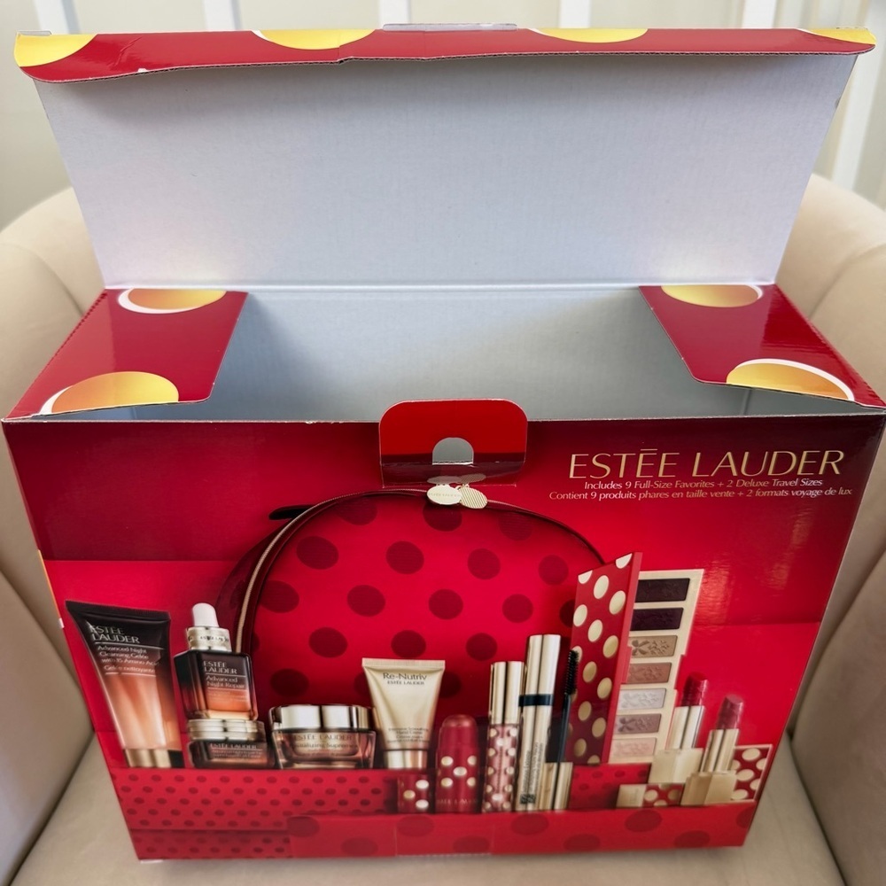 Estée Lauder Red Polka Dot Holiday Gift Empty Box Organizer Reusable Storage